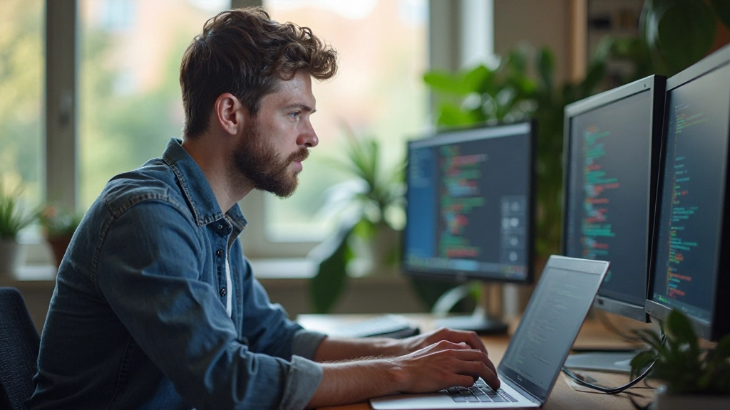 Utvecklare arbetar med modern teknologi och digitala verktyg
