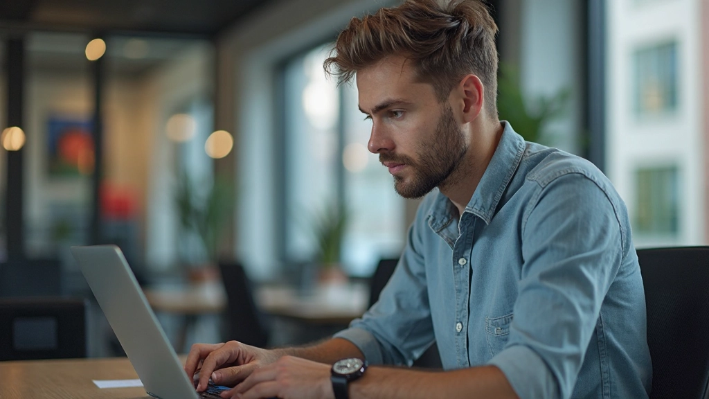 Person som arbetar med teknologi och digitala verktyg på en dator