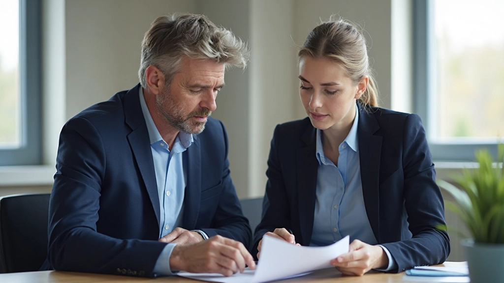 Erfaren mentor som diskuterar karriärstrategi med mentee vid konferensbordet