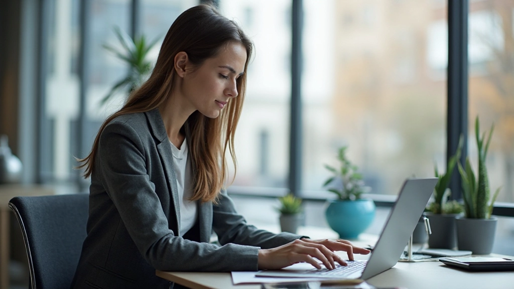 Professionell arbetsplats med person som arbetar med digital teknik och analys