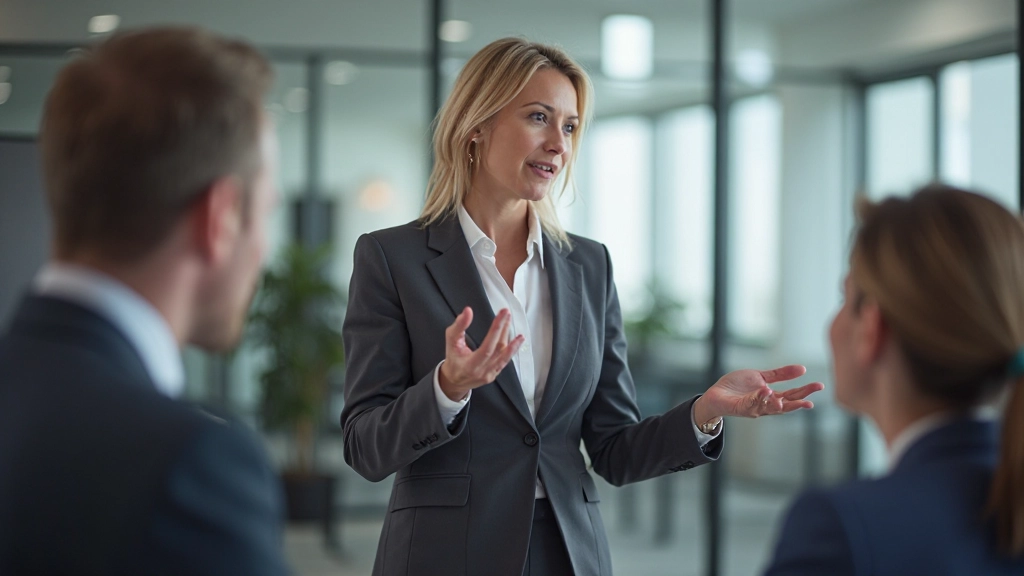 Person presenterar idéer och kommunicerar effektivt i arbetsmiljö